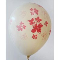 Cream Metallic Flowers Printed Balloons
